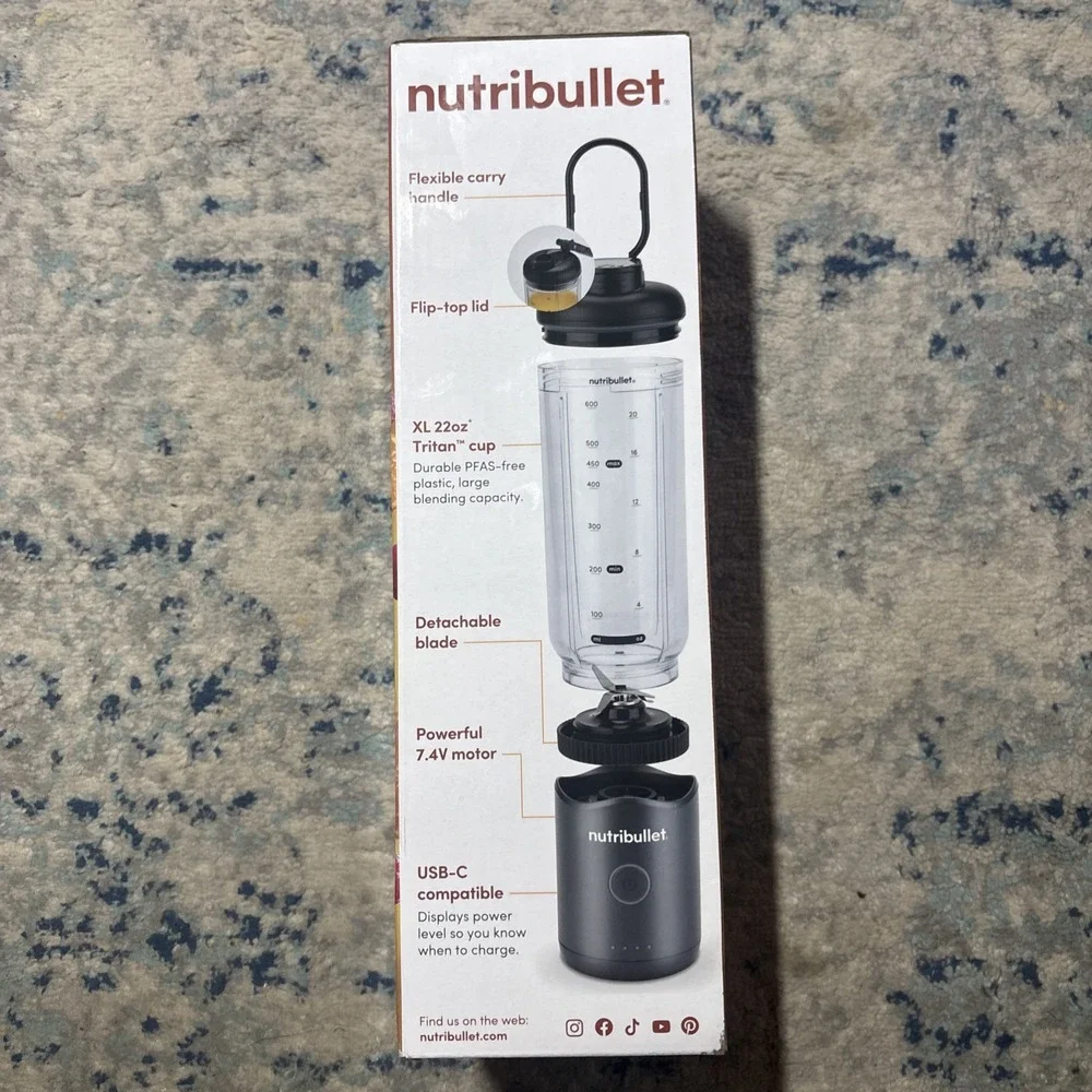 Nutribullet Flex Portable Blender NBPB50200 Gunmetal New Sealed